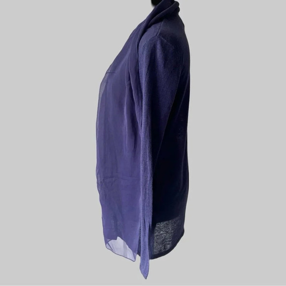 Chico’s Purple Chiffon Collar Open Front Cardigan - Picture 2 of 12